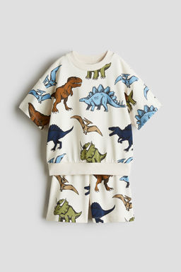 H&M - Boys White 2-Piece Printed Sweatshirt Set