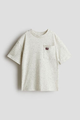 H&M - Boys Beige Embroidery-Detail Cotton T-Shirt