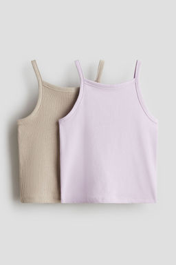 H&M - Girls 2-Pack Cotton Strappy Tops