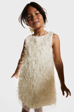 H&M - Girls White Glittery Fringe Dress