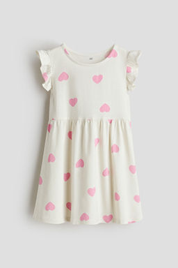 H&M - Girls White Printed Cotton Dress