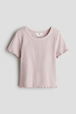 H&M - Girls Pink Embellished Cotton Top