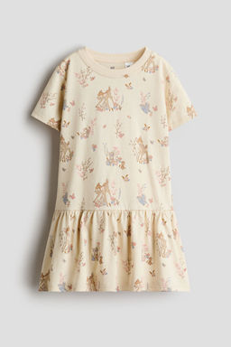 H&M - Girls Beige Printed Cotton Jersey Dress