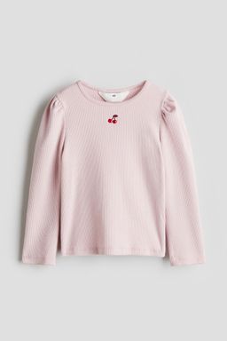 H&M - Girls Pink Picot-Trimmed Jersey Top