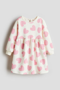 H&M - Girls White Printed Sweatshirt Dress