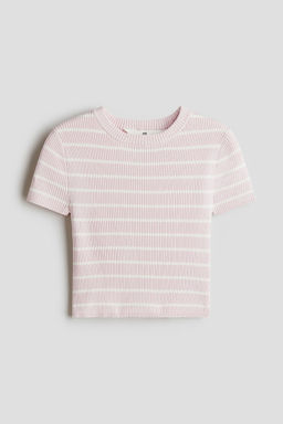 H&M - Girls Pink Short Rib-Knit Top
