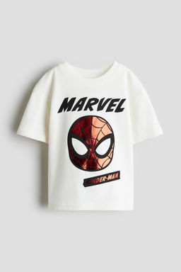 H&M - Boys White Printed Cotton T-Shirt
