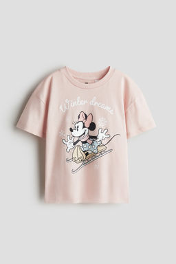 H&M - Girls Pink Printed Cotton T-Shirt