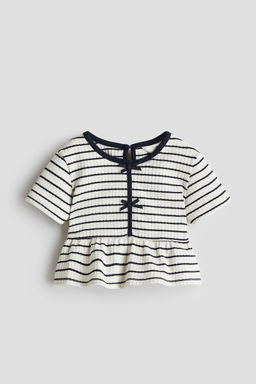 H&M - Girls White Rib-Knit Peplum Top