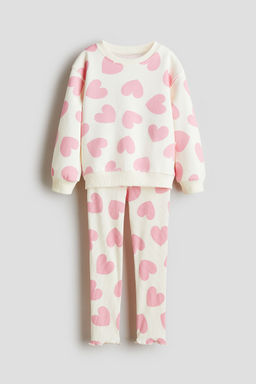 H&M - Girls White 2-Piece Sweatshirt And Leggings Set