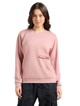 SKECHERS - Pink Solid Oversized Fit Sweatshirt