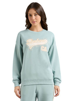 SKECHERS - Blue Embroidered Oversized Fit Sweatshirt