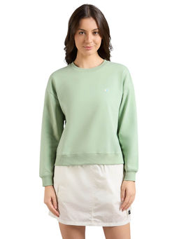 SKECHERS - Green Solid Oversized Fit Sweatshirt