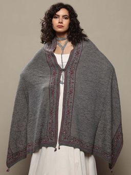Libas - Women Grey Woven Design Wool Shawl