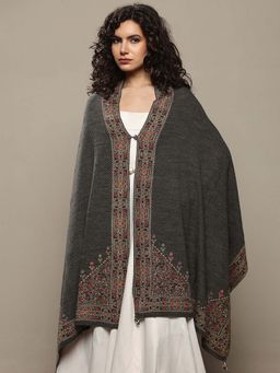 Libas - Women Grey Woven Design Wool Shawl