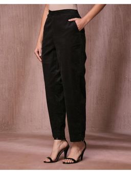 Fabindia - Black Cotton Full Length Casual Tapered Pant