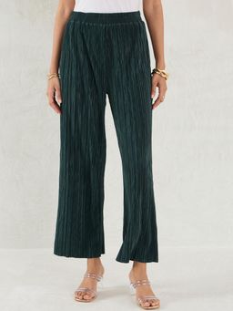 Femmella - Green Plisse Straight Pant