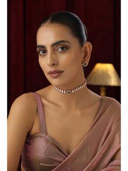 SWABHIMANN - Sara Green Polki Choker and Stud Earrings Set
