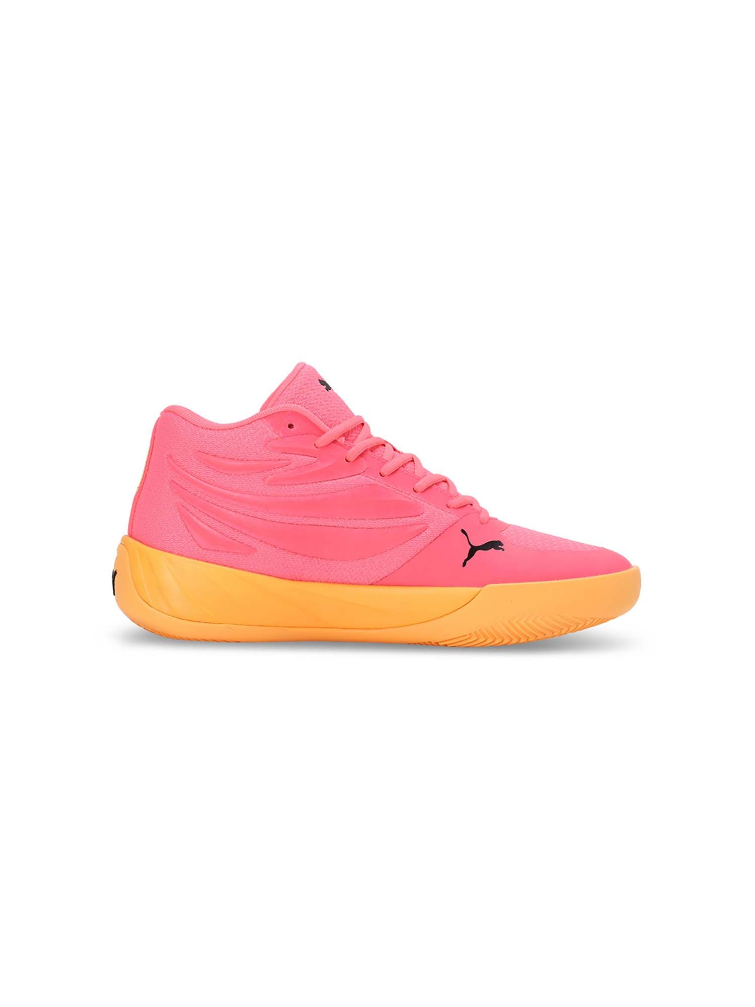 pink and yellow basketball shoes