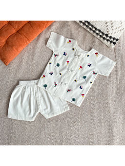 Bhaakur - Dash of Color Voile Jhabla and Shorts (Set of 2)