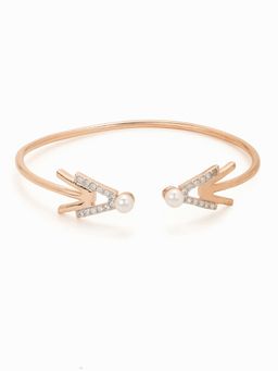 Voylla - American Diamond CZ Rose Gold Plated Pearl Brass Bracelet