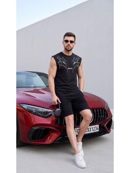 Griffel - Black Graphic Cotton Regular Fit Tank Top
