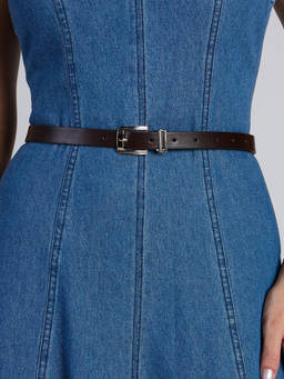 Twenty Dresses by Nykaa Fashion - Dark Brown Thin Casual Square Buckle Belt For Women