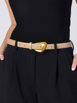 Twenty Dresses by Nykaa Fashion - Beige Asymmetric Buckle Slim Belt For Women