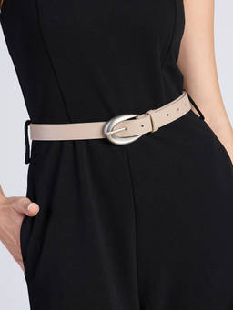 Twenty Dresses by Nykaa Fashion - Cream Chunky Oval Buckle Thin Jeans Belt For Women