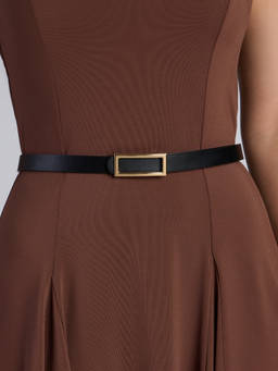 Twenty Dresses by Nykaa Fashion - Black Slim Rectangular Buckle Thin Belt For Women