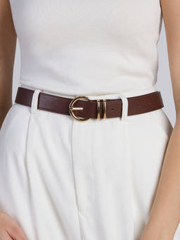 Twenty Dresses by Nykaa Fashion - Brown Multi-Keeper Classic Round Buckle Belt For Women