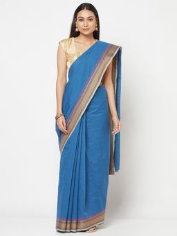 Fabindia - Cotton Chettinad Woven Saree Without Blouse