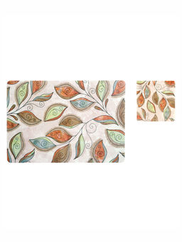 OBSESSIONS - Set of 6 printed Placemats & Coasters Beige and Rust