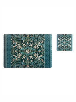 OBSESSIONS - Set of 6 printed Placemats & Coasters Teal and Grey