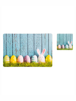 OBSESSIONS - Set of 6 printed Placemats & Coasters Light Blue