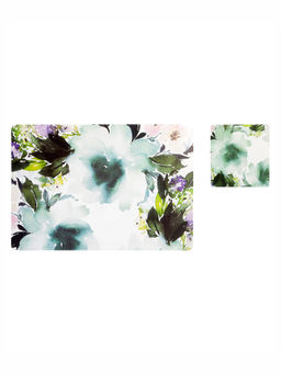 OBSESSIONS - Set of 6 printed Placemats & Coasters White and Green