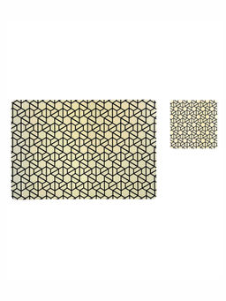 OBSESSIONS - Set of 6 printed Placemats & Coasters Black and Cream