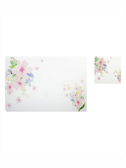 OBSESSIONS - Set of 6 printed Placemats & Coasters White and Pink
