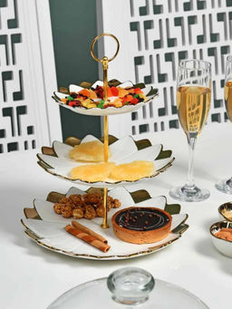 At Home by Nilkamal - 3 Tier Ceramic Desserts and Cake Stand (White)