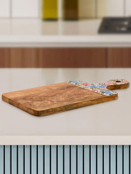 At Home by Nilkamal - Fruits and Vegetables Cutting Wooden Chopping Board (Multicolor)