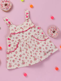 Nautinati - Girls Floral Printed Ruffled Pure Cotton Dress