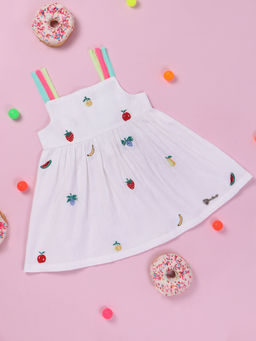 Nautinati - Girls Embroidered Cotton Fit Flare Dress