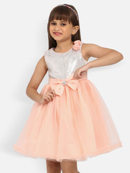 Nautinati - Girls Embellished Sequinned Net Tulle Fit Flare Dress