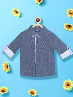 Nautinati - Boys Geometric Printed Roll Up Sleeves Pure Cotton Casual Shirt (Set of 2)