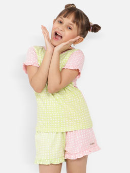 Nautinati - Girls Colourblocked Pure Cotton Top with Shorts (Set of 2)