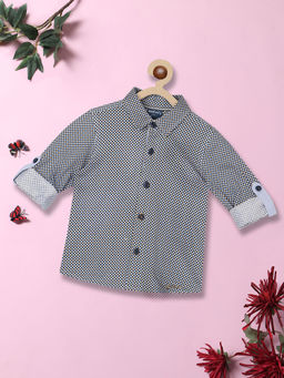 Nautinati - Boys Standard Geometric Printed Roll Up Sleeves Pure Cotton Casual Shirt
