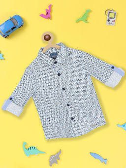 Nautinati - Boys Standard Opaque Geometric Printed Pure Cotton Casual Shirt