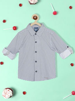 Nautinati - Boys Standard Geometric Printed Roll Up Sleeves Pure Cotton Casual Shirt