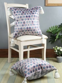 Eyda - Digital Print Multi Color Velvet Reversible Cushion Cover Set Of 2-18X18 Inch