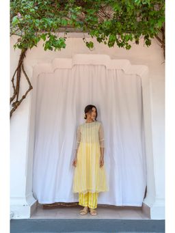 AYAKA - Cheryl Yellow Pleated Kurta (Set of 2)